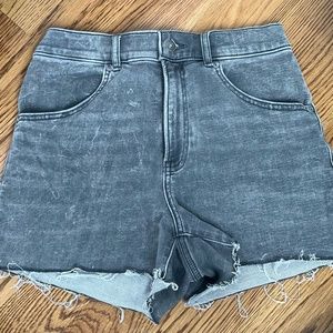 High waisted grey washed Express jean shorts, size 4